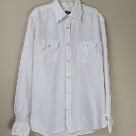 Z Zegna Men's White Button Down Shirt Small Long Sleeve Dress Work Classic - Picture 3 of 13
